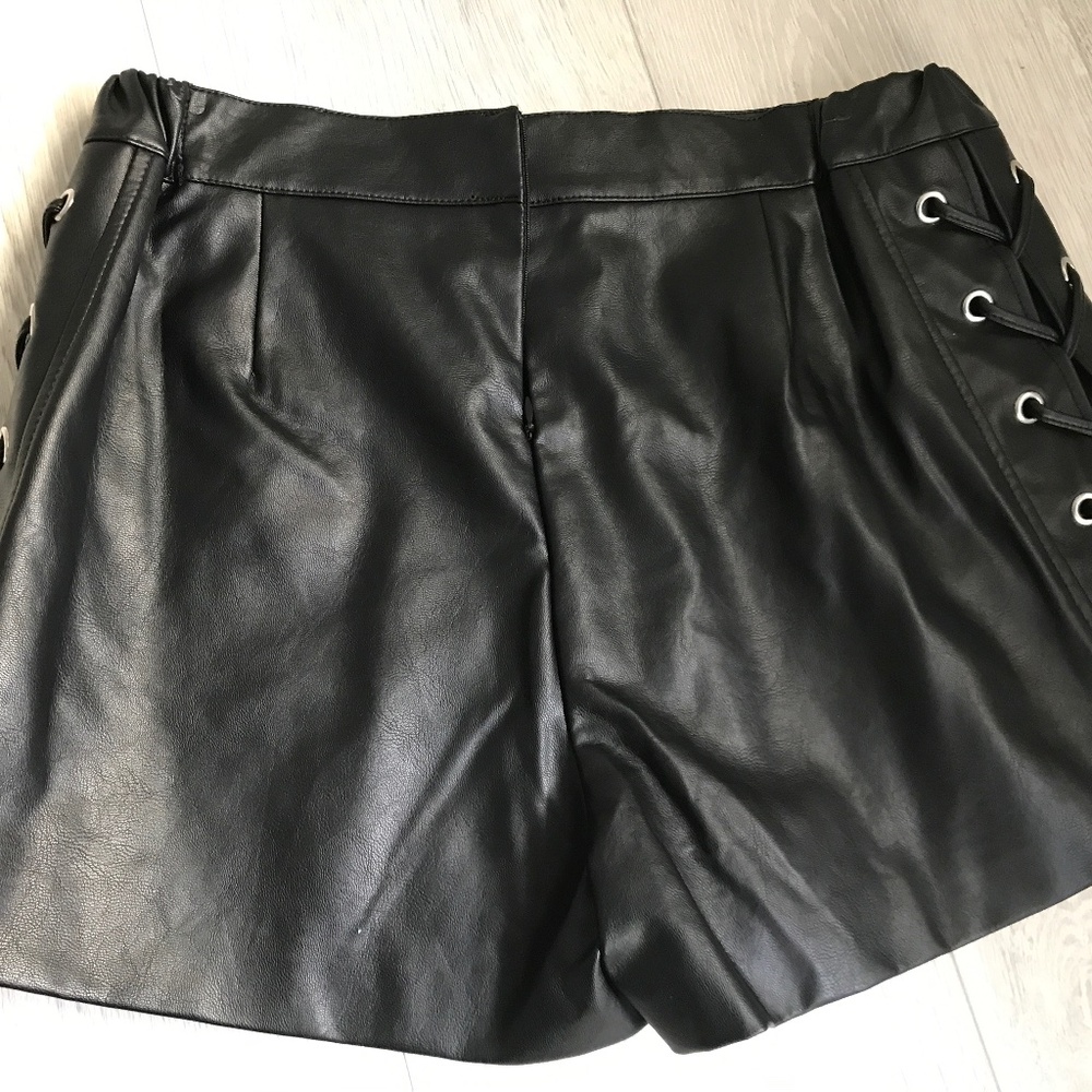 Pleather Black Biker Club Shorts